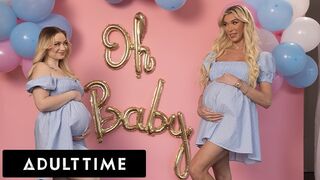 Bombázó terhes barinők hármasban: Rylee Blake és Aubrey Kate szexelnek egy hűtlen férjjel!